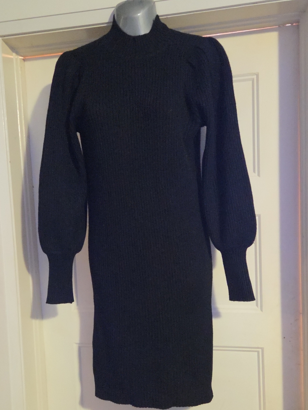 Only Black Long Sleeve Ribbed Sweater Dress